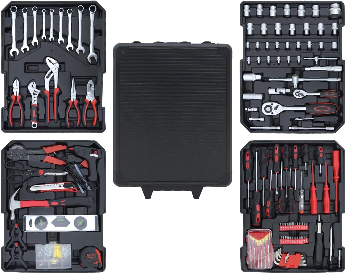 工具セット 900点組 ホームツールセット 道具セット 作業工具 DIY 家具の組立 住まいのメンテンス用 便利 収納ケース付き 修理道具セット 自動車バイク整備 ブラック