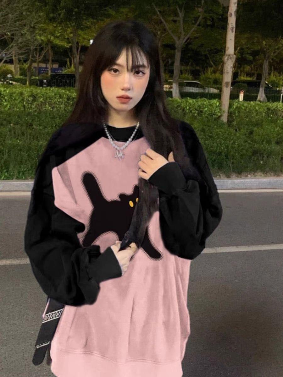 178肩入 パッチワーク ラウンドネック スウェットシャツ 秋と冬 パッド入り パッチワーク 長袖 レディース ロングtシャツ レディース ロングtシャツ ロンT 韓国 秋服 レディース 秋服 4,897円