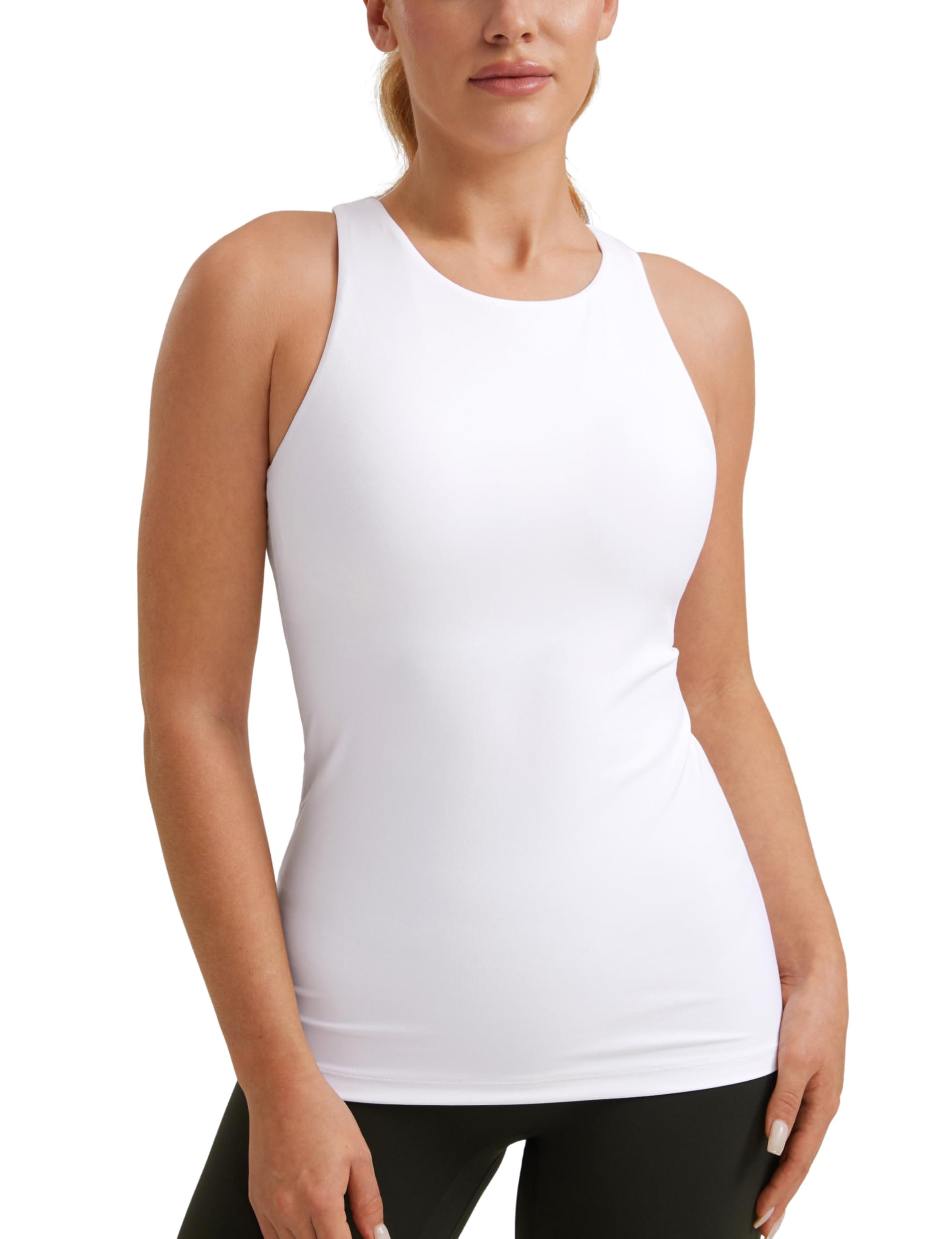 [CRZ YOGA] タンクトップ スポーツ レディース パッド付 カップ付 レーサーバック 大きいサイズ ヨガウェア トップス カップ付き Butterluxe ホワイト1 M