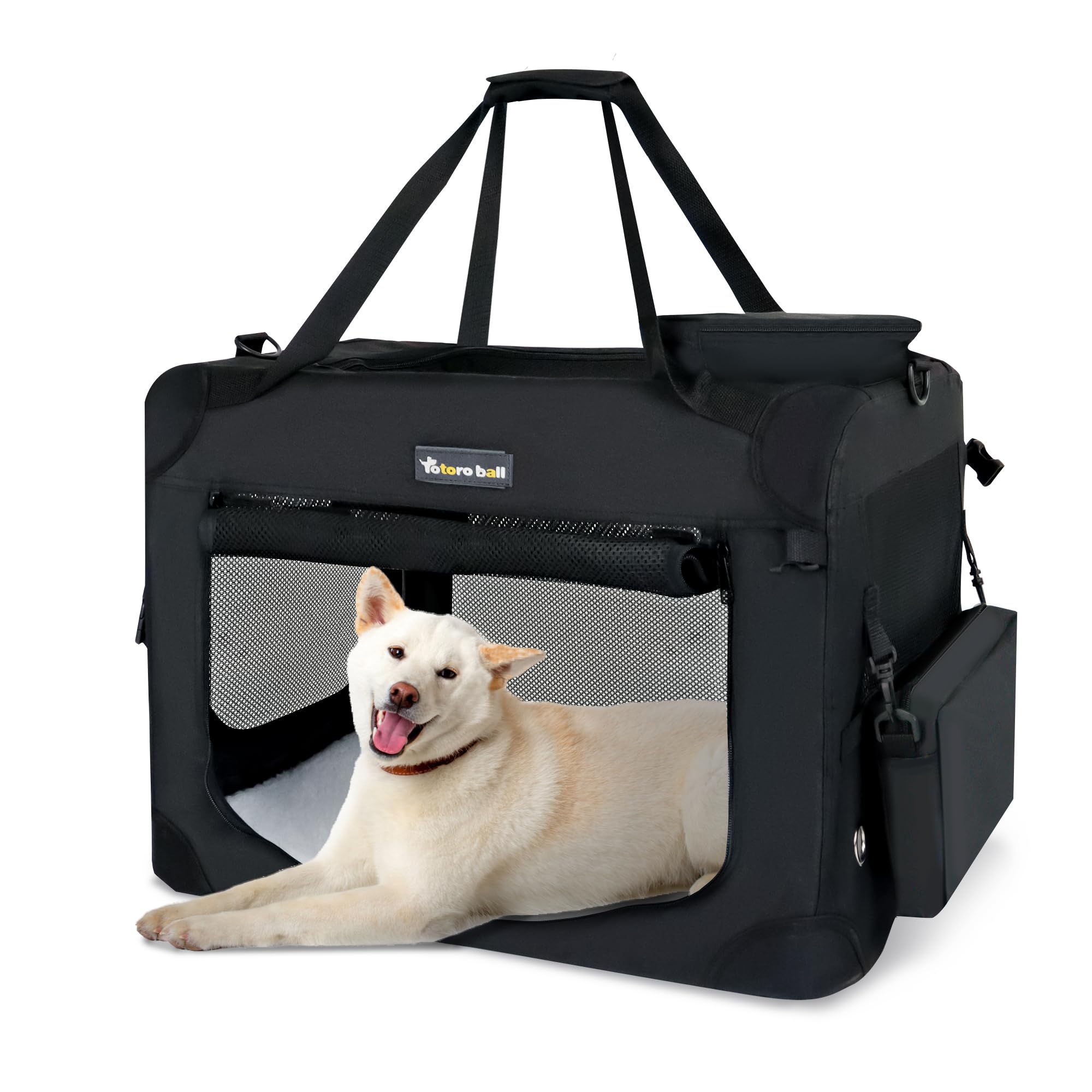 Totoro ball ソフトクレート 中型犬 犬用クレート 犬用キャリーバッグ 犬 キャリーケース 折りたたみ 犬 車用ケージ 5面メッシュ 頑丈耐久 ロック付き 給水ボトルバンド付き 中型犬猫2