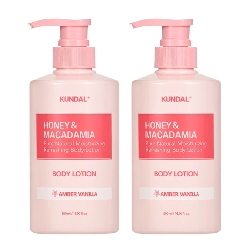 [韓國正品店][大容量]クンダル ハニーアンドマカダミア ピュア ボディローション アンバーバニラの香り500ml2個