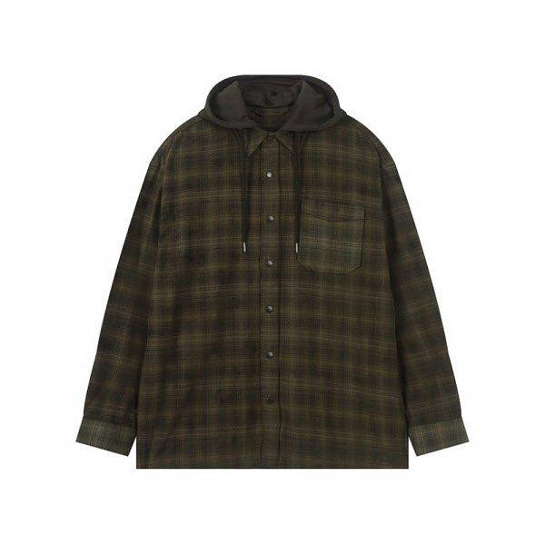 【メンズ】フランネルチェックフード付きシャツ（B253SH303P）（P003768326）