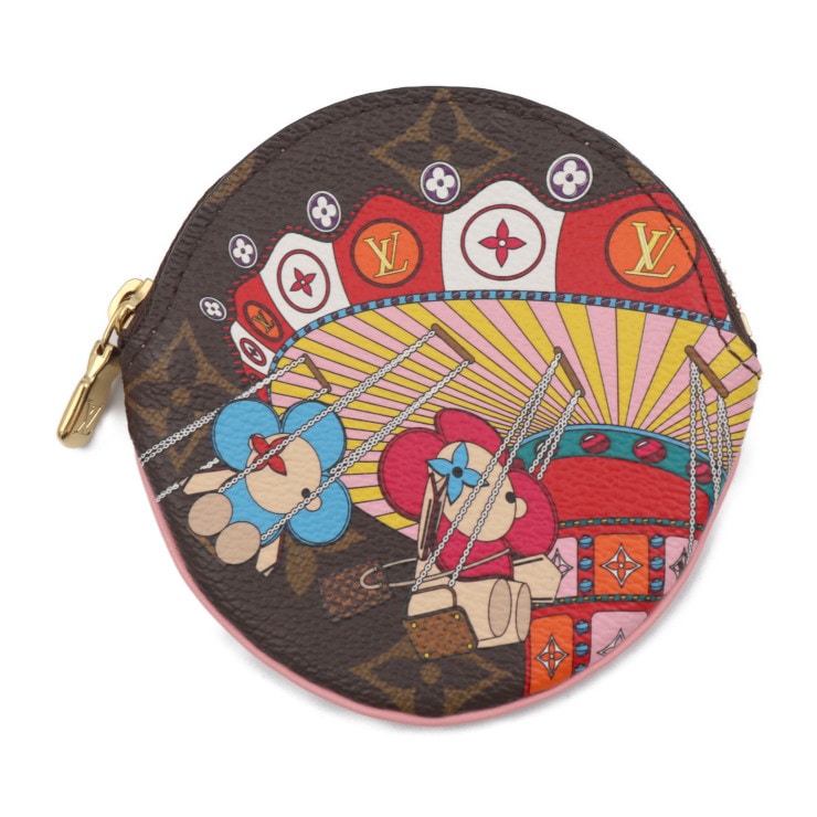 美品 LOUIS VUITTON ルイ ヴィトン コインケース M69757 ポルトモネ ロン ヴィヴィエンヌ モノグラム PVC レザー ブラウン マルチカラー ゴールド金具【本物保証】