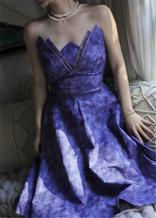 パーティードレス 紫 ベアトップ Aライン 結婚式 二次会 ウエディングドレス 10,804円