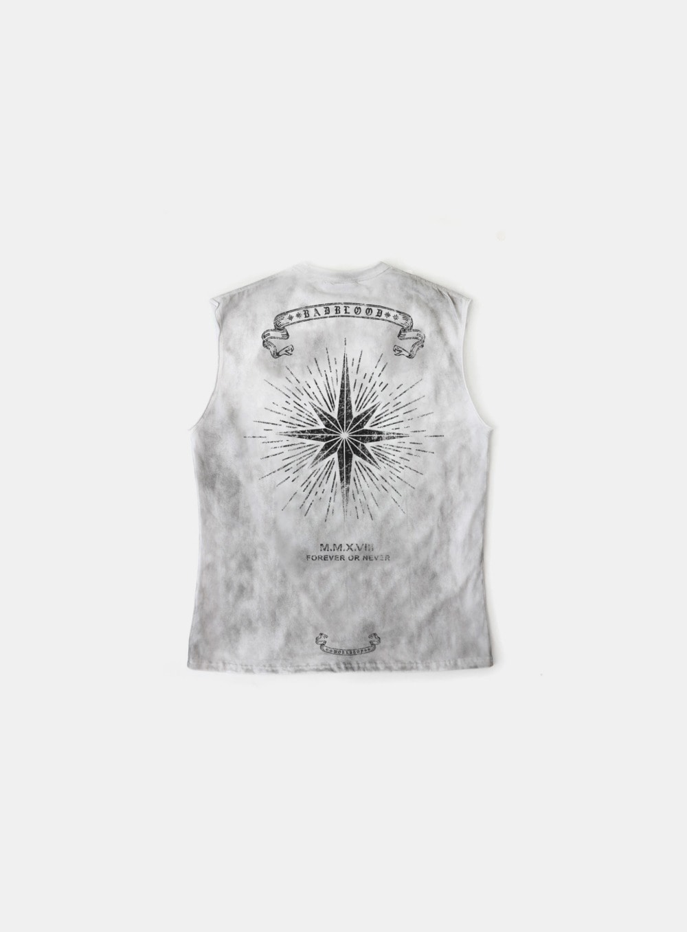 【BADBLOOD】[UNISEX] COSMO PRINTED CUT OFF TEE : WHITE