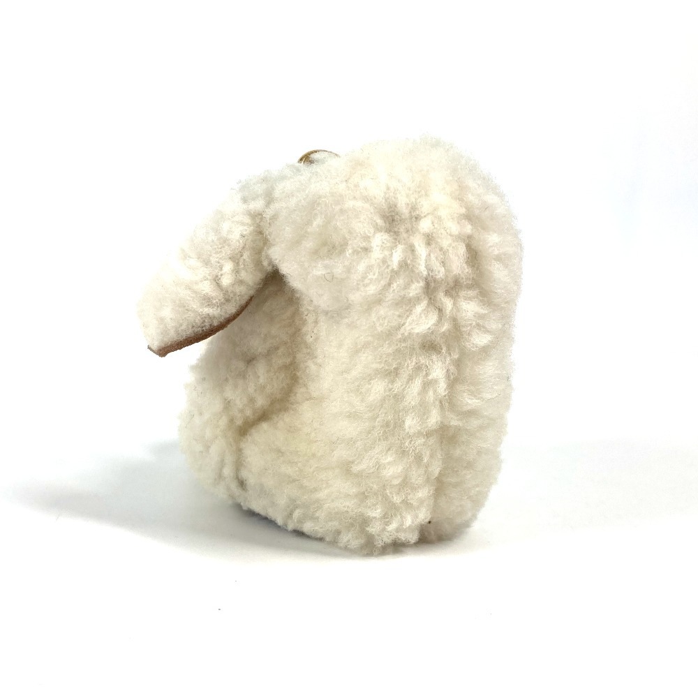 コインケース 財布 小銭入れ ファー バッグチャーム キーホルダー レザー アイボリー系