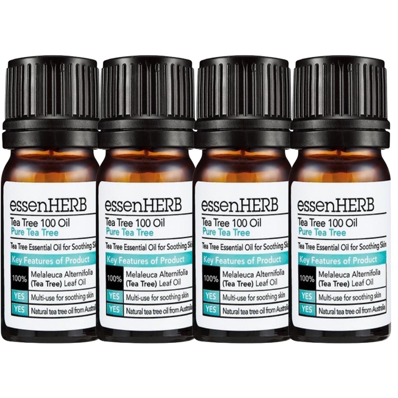 エッセンハーブティーツリー100オイル10ml x 4 ESSENHERB TEA TREE 100 OIL PURE TEA TREE 10ml x 4