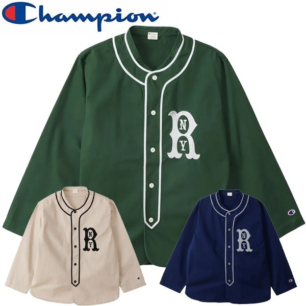 返品交換不可 期間限定セール Champion チャンピオン ベースボールシャツ C3-C409 メンズカジュアル