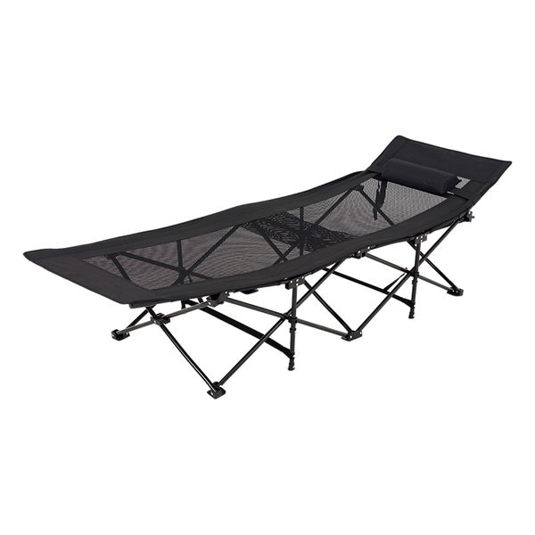 アウトドアベッド 約 幅68×奥行185×高さ50×床面高36cm ブラック LOB-4439BK