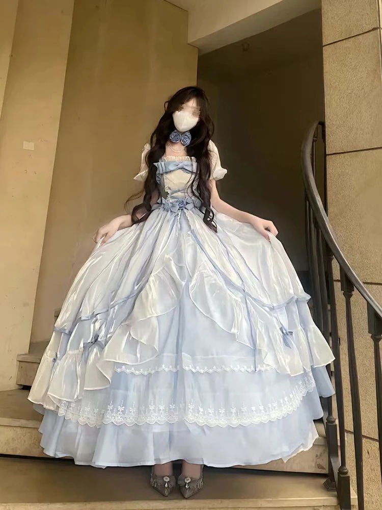 ロリータ花嫁ロリータ成人ドレスプリンセスドレス誕生日コンサート大きなスカートフライト日記