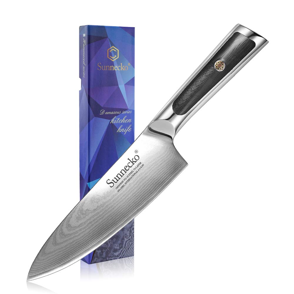 Sunnecko 包丁 三徳包丁 165mm ダマスカス 73層 VG-10 ステンレス 鋼 家庭用 キッチン ナイフ 果物ナイフ 万能包丁 野菜切り 肉切り 魚切り 牛刀 三徳 プレゼント ギフト