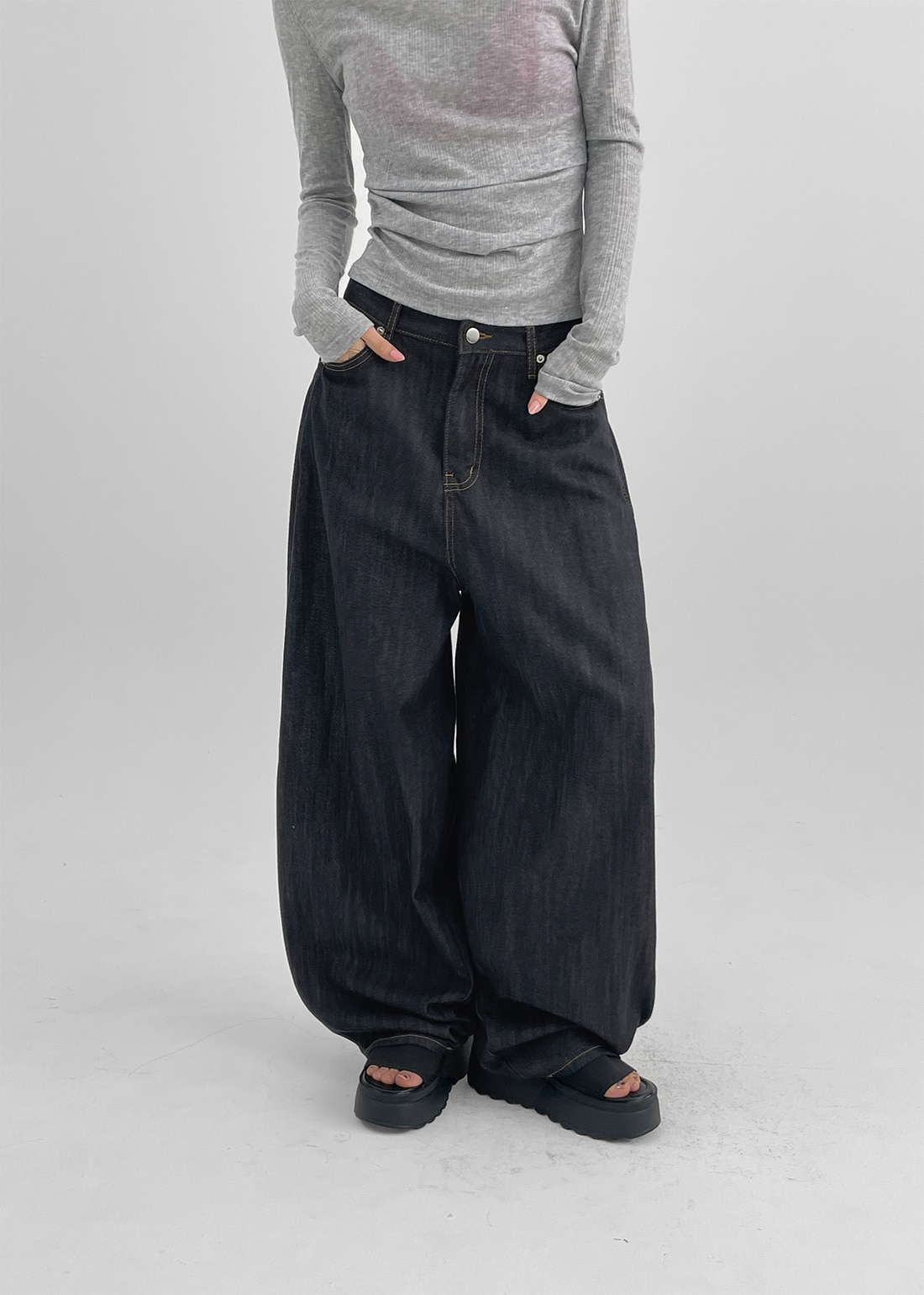 Linuxビジョノンフェードバルーンサマーデニムパンツ