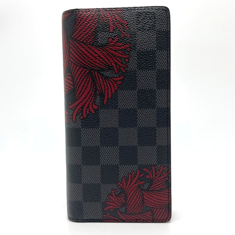長財布 N41676 ポルトフォイユ ブラザ クリストファーネメス ダミエグラフィット 二つ折り ダミエグラフィットキャンバス ブラックグレー