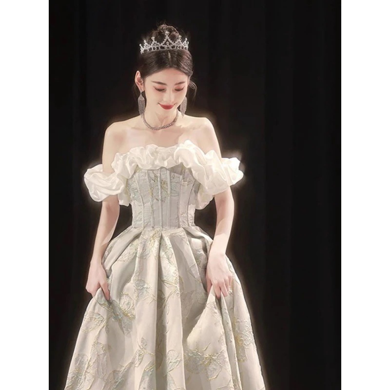 イブニングドレス2024宴会ホストワンショルダードレス感美術検定成人式ドレス