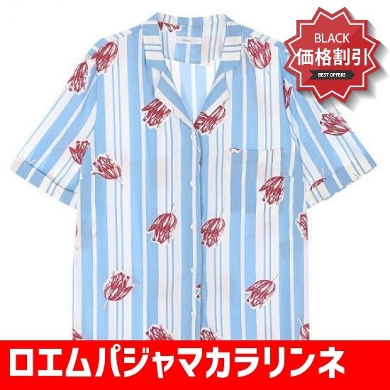 ロエムパジャマカラリンネンシャツRMYW737GQ1 ソリッドシャツ/ブラウス/ 韓国ファッション