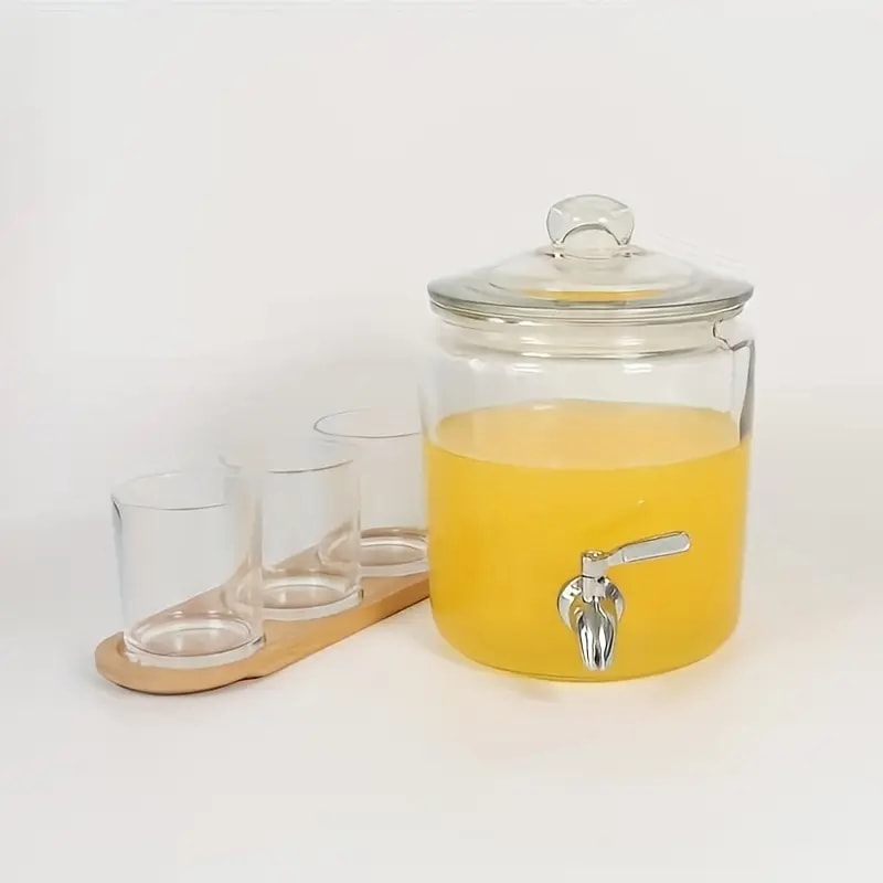 1 ガロン ラウンドガラスビバレッジディスペンサーステンレススチールスピグット付きマッソンジャーデザインパーティー集会フェスティバル用電気不要ホリデーステーマ