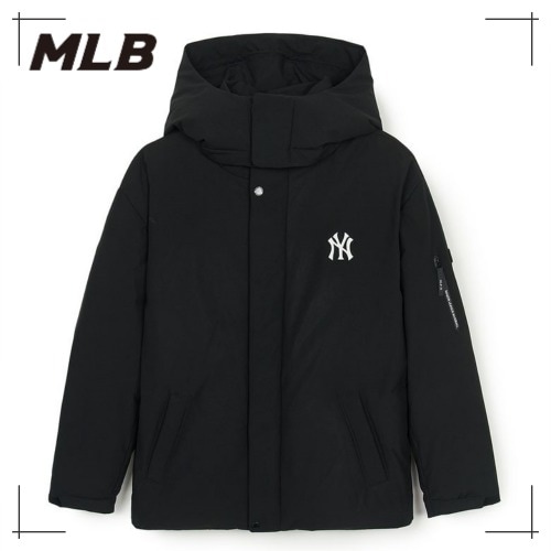 MLB公式正規品 Basic Big Lettering Hood Detachable Quick Padded Weight Short Padded NY (Black)