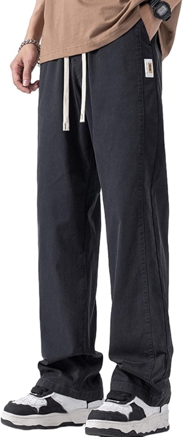 カジュアルパンツ メンズ ストレート ズボン ロングパンツ ワイドパンツ 韓国風 おしゃれ アイスシルク 薄手 無地 通気性 汗染み防止 気持ちいい 耐摩耗性 量 ストリート スポーツ 通