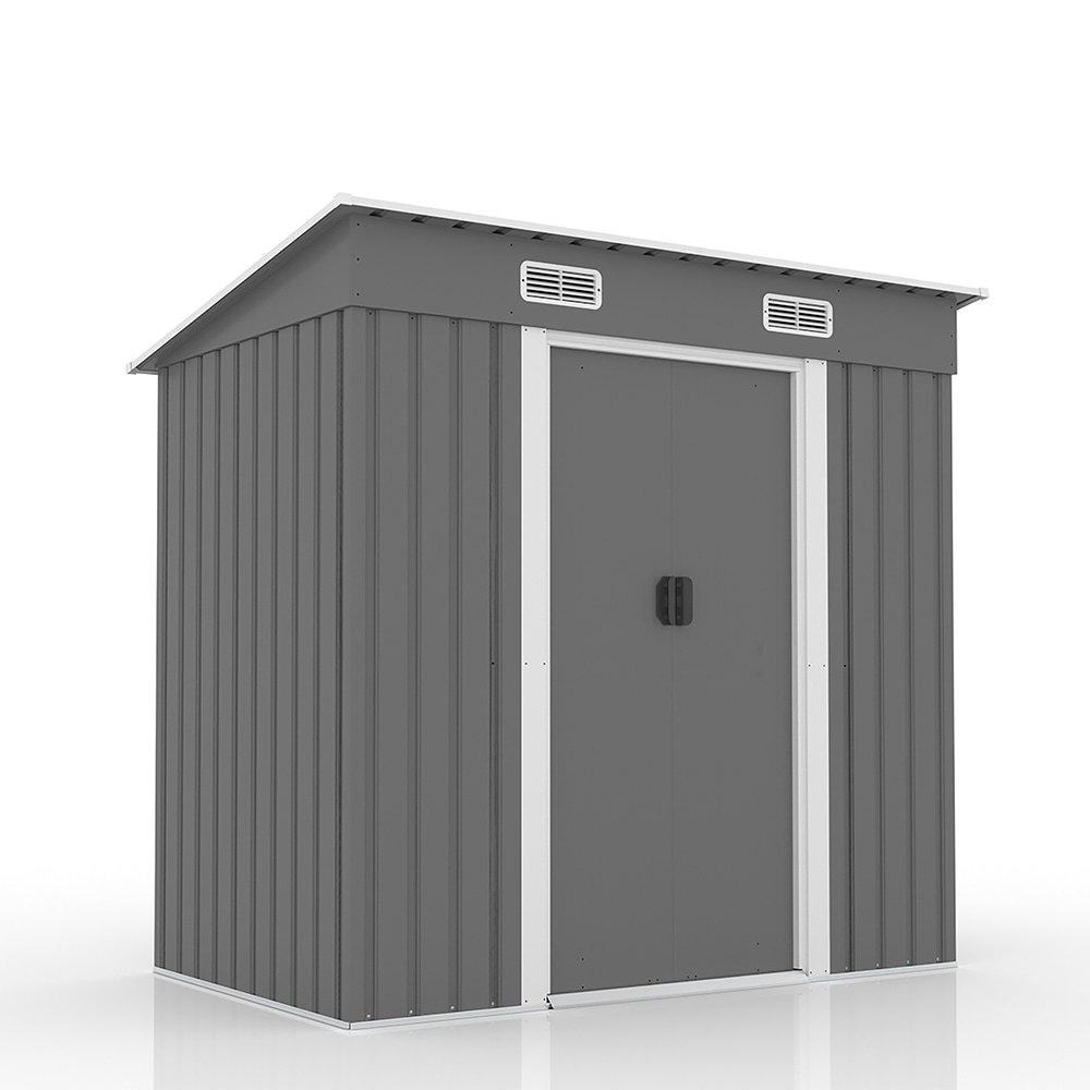 【国内発送 急速出荷】【TYPE B グレー】物置 屋外 大型 倉庫 大型物置 戸外収納庫 物置 防水/耐侯 収納可能 ガーデン/庭/田畑/農場 頑丈 大容量 スチール　引き戸　補強フレーム付き 換気