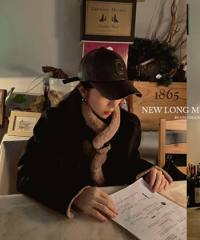 [一波極ポン！/年末ルック] ソフトファーハイネックバックル ロングムートン(3color)