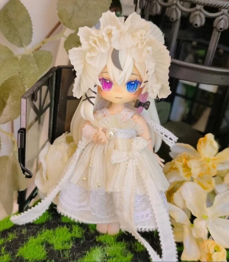 【10cm】オビツ11服 ob11服 1/12ドール服 1/12服 着せ替え人形 1/12ドール 人形服 白い月光セット GSC BJD ワンピース ロリィタ スカート ドレス お嬢様 お姫様 ドール