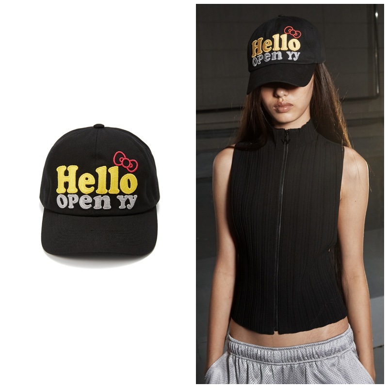 【OPEN Yy】 HELLO KITTY X YY HELLO BALL CAP : BLACK