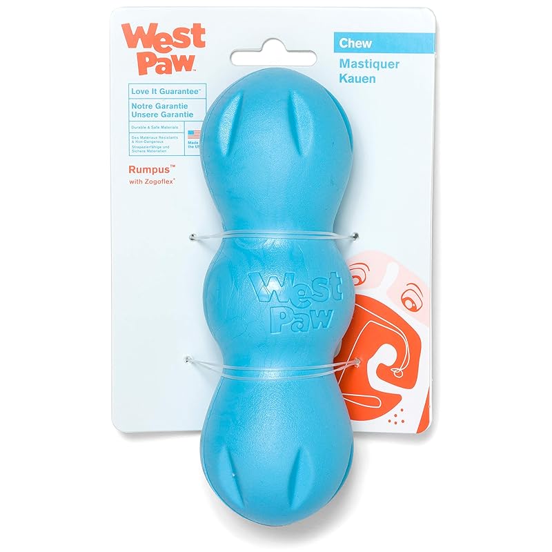 West Paw（ウェストポウ） ゾゴフレックス ランパス 丈夫で壊れにくい 噛むおもちゃ 犬用 フェッチトイ【アクアブルー Mサイズ】