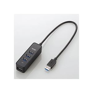（まとめ）エレコム マグネット付きUSB3.0ハブバスパワー専用 4ポート ブラック U3H-T405BBK 1個(×2セット)