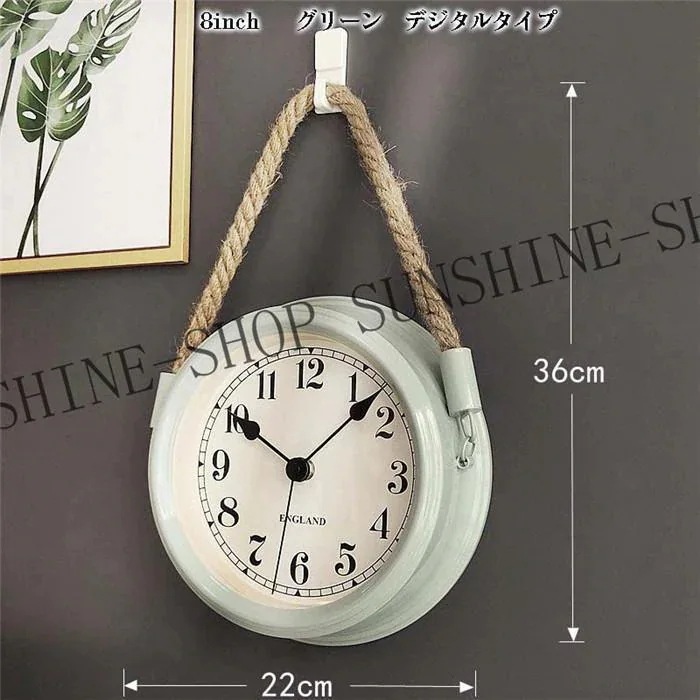 インテリア装飾掛時計レトロ ビンテージ風 静音とても安い アンティーク 吊り下げ シャビー ロープ 掛け時計 壁掛け時計 インテリア時計 オールドクロック 非電波 4,962円