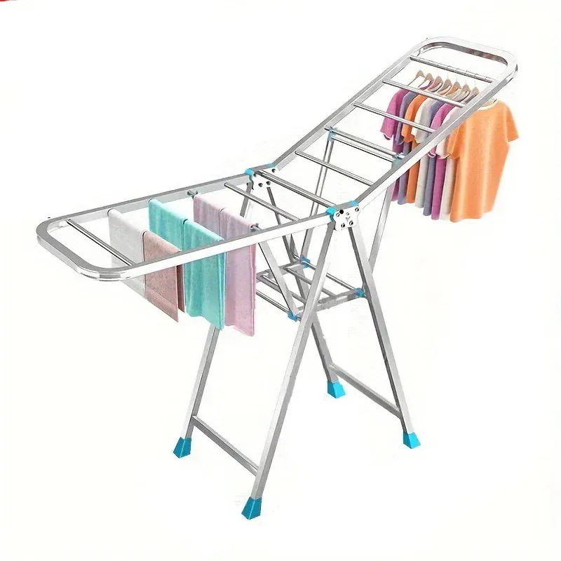 【特別キャンペーン】洗濯物を干すための1台の衣類乾燥ラック室内外兼用の折りたたみ可能な洗濯物ラック洗濯棒付きの省スペース衣類ラックバルコニーや寝室の衣類収納オーガナイザー