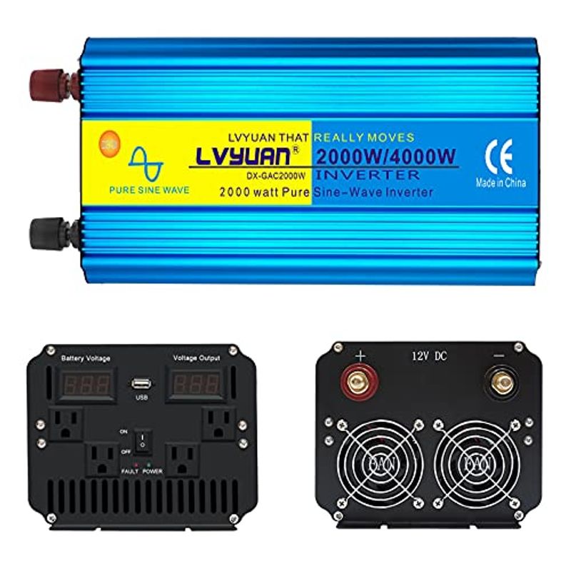 LVYUAN（リョクエン）インバーター 正弦波 DC 12V AC 100V 4000W 最大