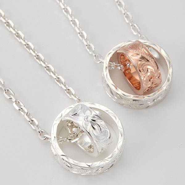 ネックレス メンズ レディース シルバー925製 リング ハワイアンジュエリー ハワジュ プルメリアの花 スクロール 繊細な彫刻 銀製品 おしゃれ 綺麗 美しい 上品 知的 気品 カジュアル