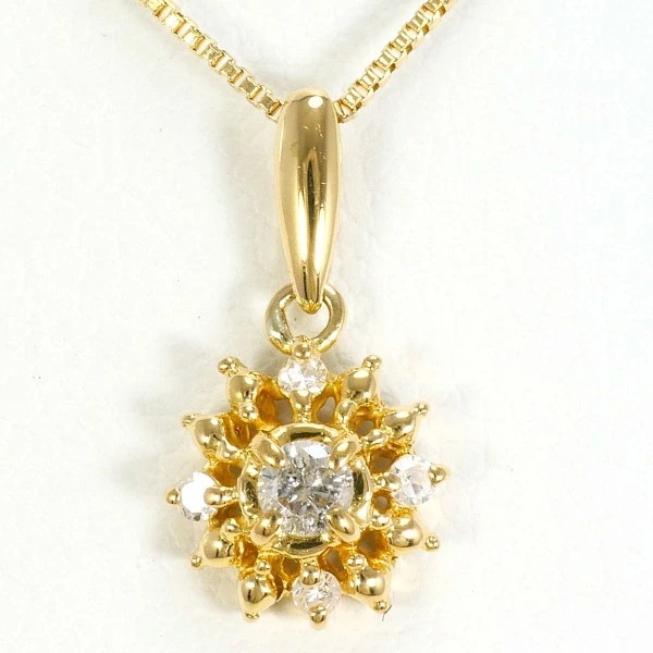 K18 18金 YG ネックレス ダイヤ 0.08 中古