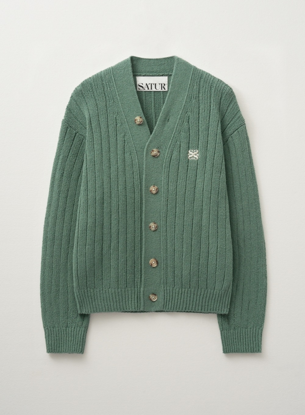 【SATUR】 FARO OVER SIZE BOUCLE CARDIGAN : SAGE GREEN
