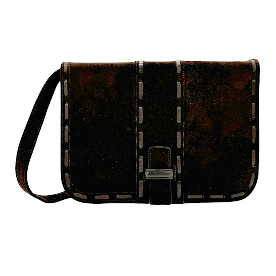 イヴ サンローラン YVES SAINT LAURENT ショルダーバッグ スエード ブラウン レディース z2313
