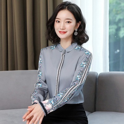 シルク シャツ ブラウス トップス 長袖 襟付き ポロカラー ストレート かわいい 可愛い カジュアル 上品 おしゃれ お洒落 かっこいい レトロ アジアン 女子 こなれ感 ラフ 個性的