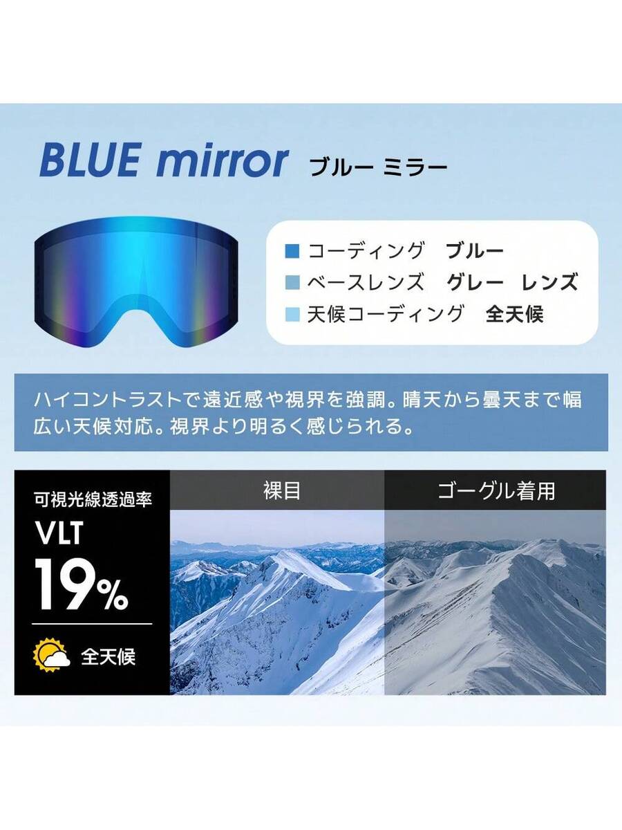 スキーゴーグル メガネ対応 曇り止め スノーゴーグル ダブルレンズ 球面 レボミラー 大人 スキー ゴーグル レディース 度付き フレームレス スノーボードゴーグル UVカット 3層スポンジ
