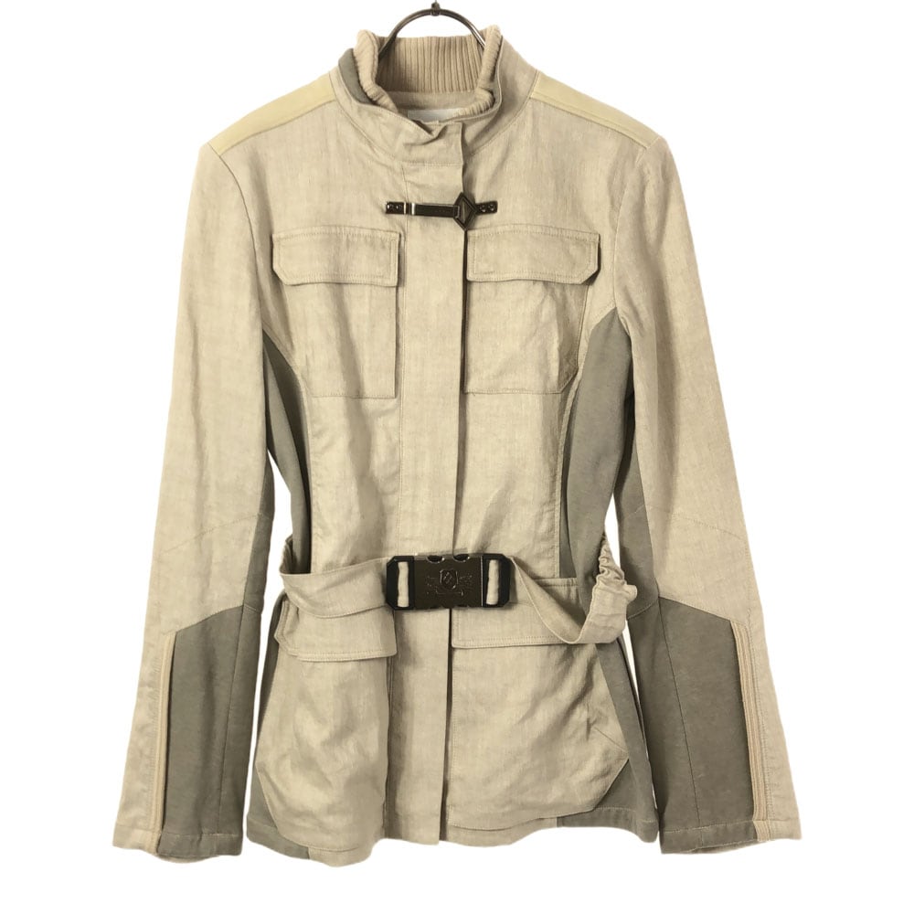 バランタイン リネンブレンド イタリア製 ジャケット 40 ベージュ BALLANTYNE ウエストベルト レディース