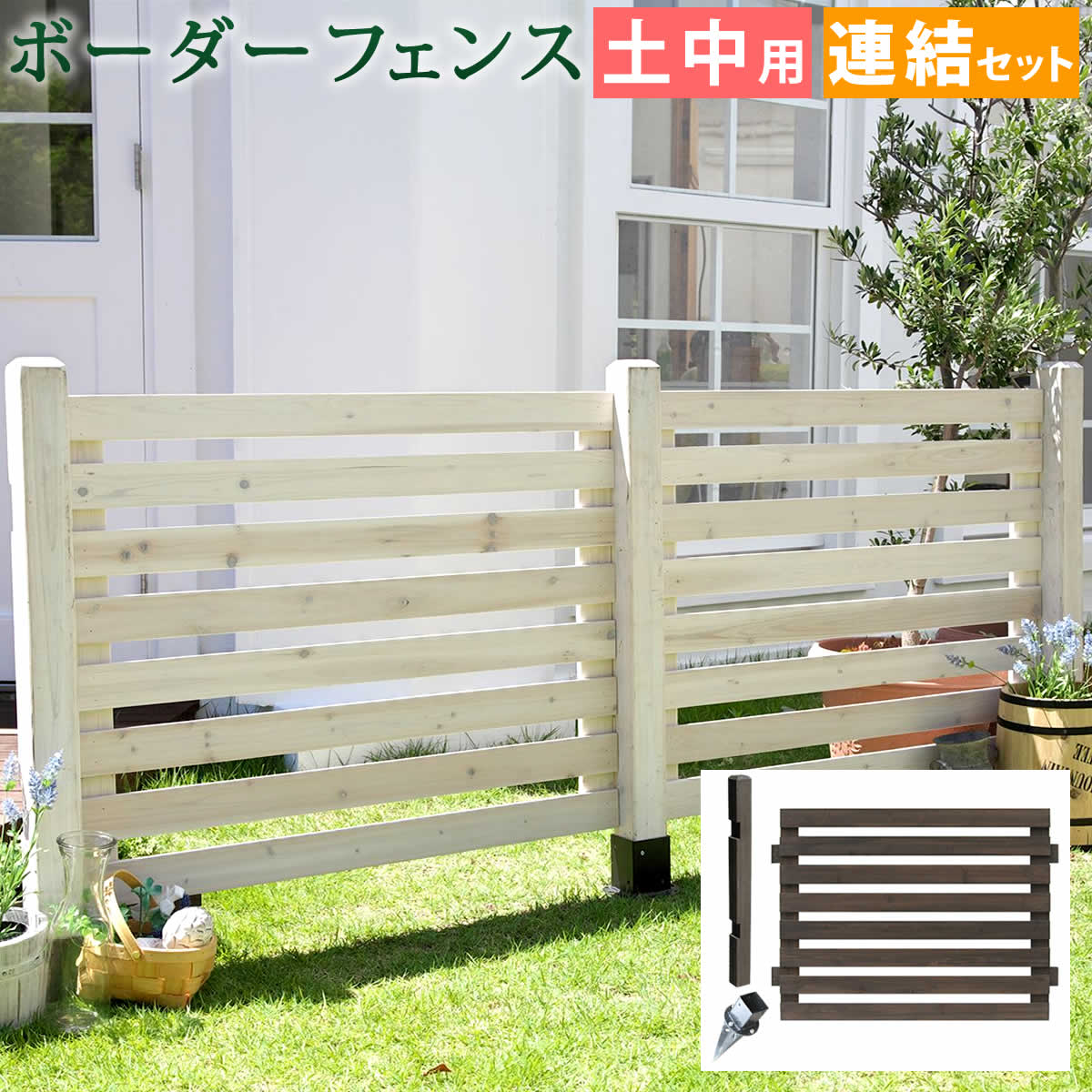 ボーダーフェンス スプレッド 連結セット/土中用 フェンス 木製フェンス ウッドフェンス 天然木 ガーデンフェンス 枠 柵 目隠し トレリス つる 薔薇 ラティス