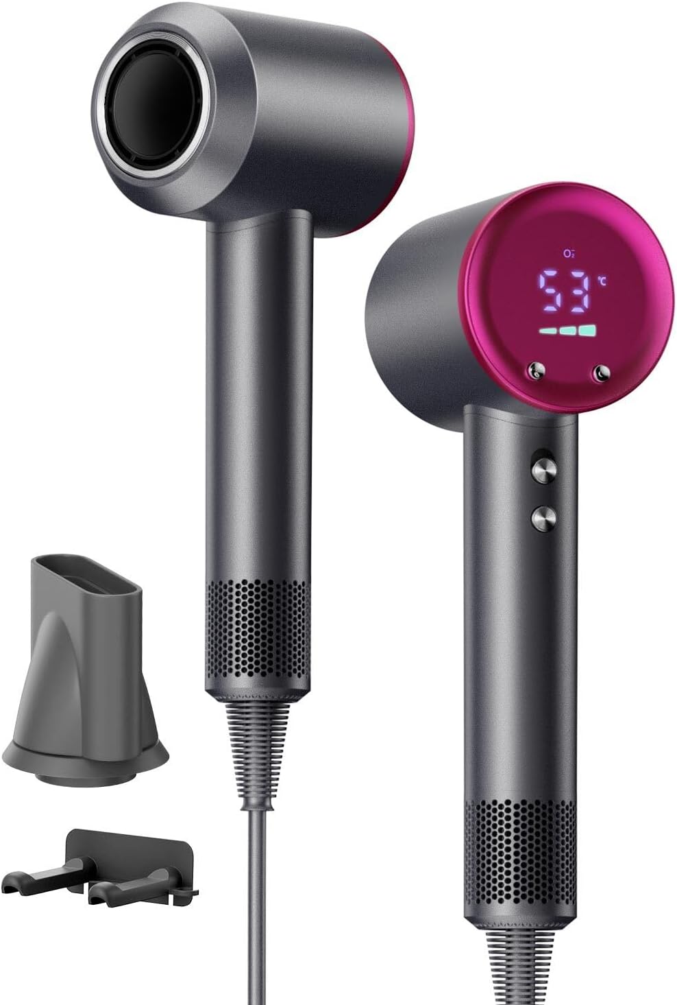 ドライヤー 大風量 【2025先端モデル・温度&風速表示】 ヘアドライヤー 速乾 美髪 高速ドライヤー 1400W 高濃度マイナスイオン 40m/s高風速 4段階温度調節&3段階風量 AIスマート温度