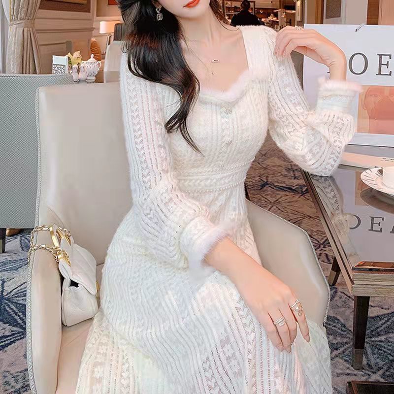 24新ファッション福袋裏起毛のワンピースレースワンピース感レディースレースフランスファッションワンピース おしゃれ 4,930円