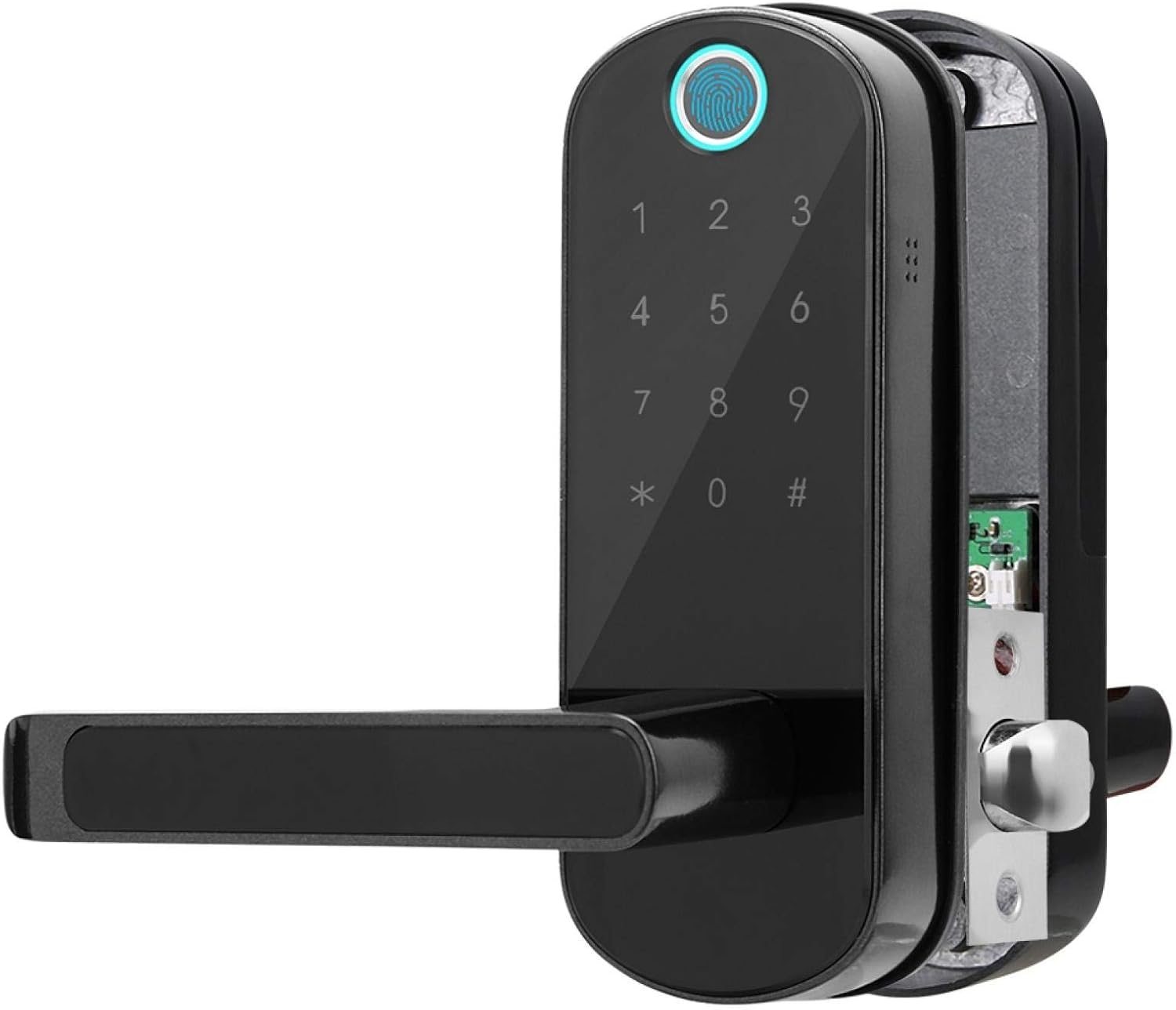 スマートドアロックBluetooth +指紋認識+カード+パスワード+メカニカルキー電子デッドボルトBluetoothドアロックスマートロック家庭用デジタルオフィス