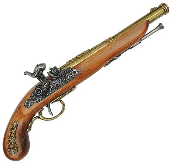 モデルガン 決闘用 パーカッション ピストル ゴールド DENIX デニックス 1014/L 37cm レプリカ 銃 コスプレ 小物 模造 復刻銃 リアル 古式 西洋 美術 ディスプレイ スペイン 銃