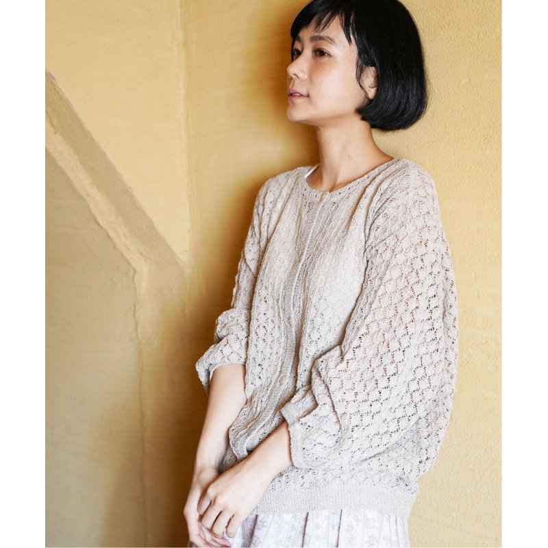 透かし編みカーデプルオーバー