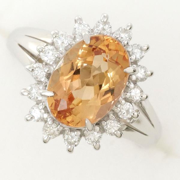 PT900 プラチナ リング 6号 インペリアルトパーズ 2.02 ダイヤ 0.23 中古