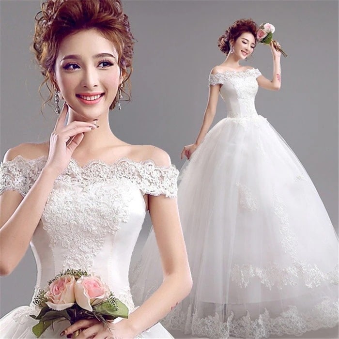 ドレス パーティードレス大きいサイズ ウェディングドレス花嫁 プリンセスライン 結婚式お呼ばれドレス ナイドレスオフショルダー 披露宴司会者発表会二次会