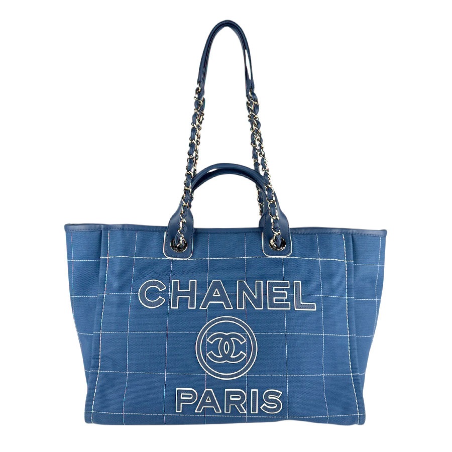 シャネル CHANEL ショルダーバッグ ハンドバッグ ドーヴィルGM キャンバス ブルー レディース z7716