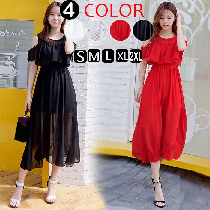 【激安開催！】ワンピース ビーチワンピース マキシワンピ 肩出し 半袖 POPな柄 ワンピ リゾート ステキ パーティー 旅行最適 大きいサイズ 2018新作 5,042円