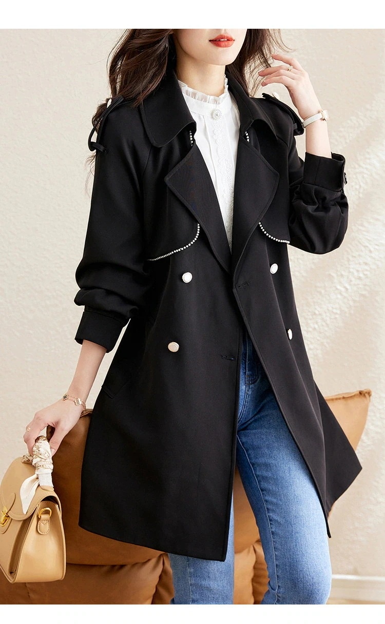 2024 暖かいです おしゃれ 快適 新しい緩いカジュア 秋の薄手ト 流行り 長袖 トレンチコート 気質 レンチコートミディアム丈 トレンチコートレディース 秋 アウター冬