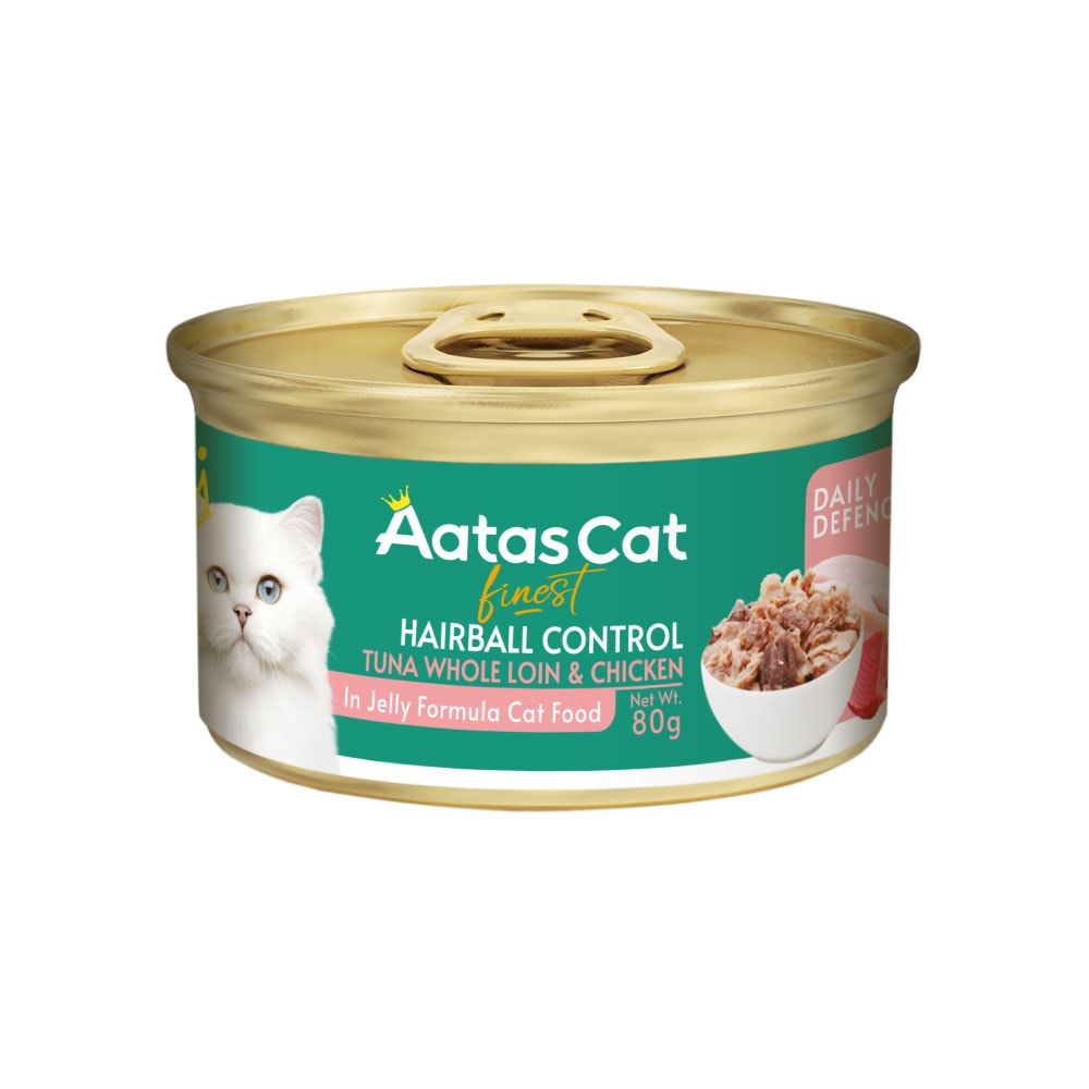 アタス キャットフード デイリーディフェンス　ツナ＆チキン　ヘアボール　80ｇ×24個（1ケース） グレインフリー 猫 ネコ オールステージ AatasCat